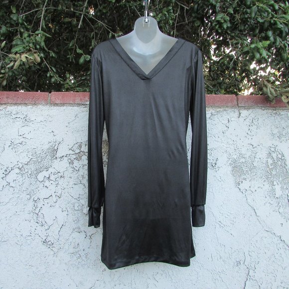 Sad Iron black sheeny mini dress M - Picture 7 of 8